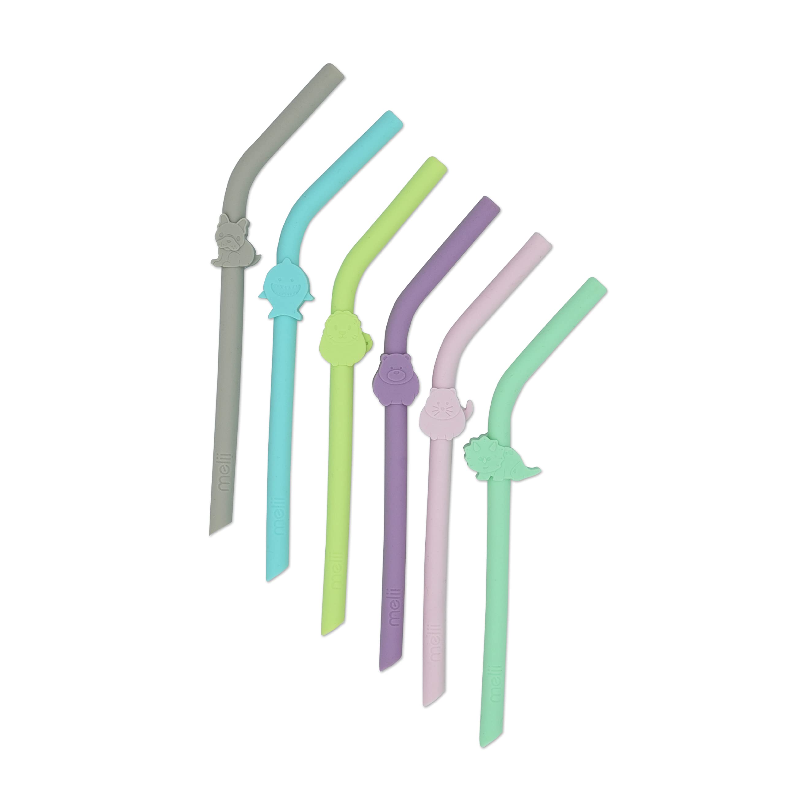 Reusable Silicone Animal Straws for Toddlers & Kids with Cleaning Brush – BPA Free, Dishwasher & Microwave Safe (6 Straws)