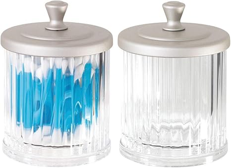Mdesign Set Of 2 Glass Bathroom Cosmetic Storage Shelf With Lid For Bath Salts Cotton Pads Etc Versatile Cosmetic Organiser For Wash Basin Amazon De Baumarkt