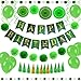Enfy 55 pcs Green Gold Birthday Party Decorations Set, Paper Fans, Balloons, Happy Birthday Banner, Pom Poms Flowers, Paper Garland, Swirls, Tassels for Adults and Kids Birthday Party Decoration