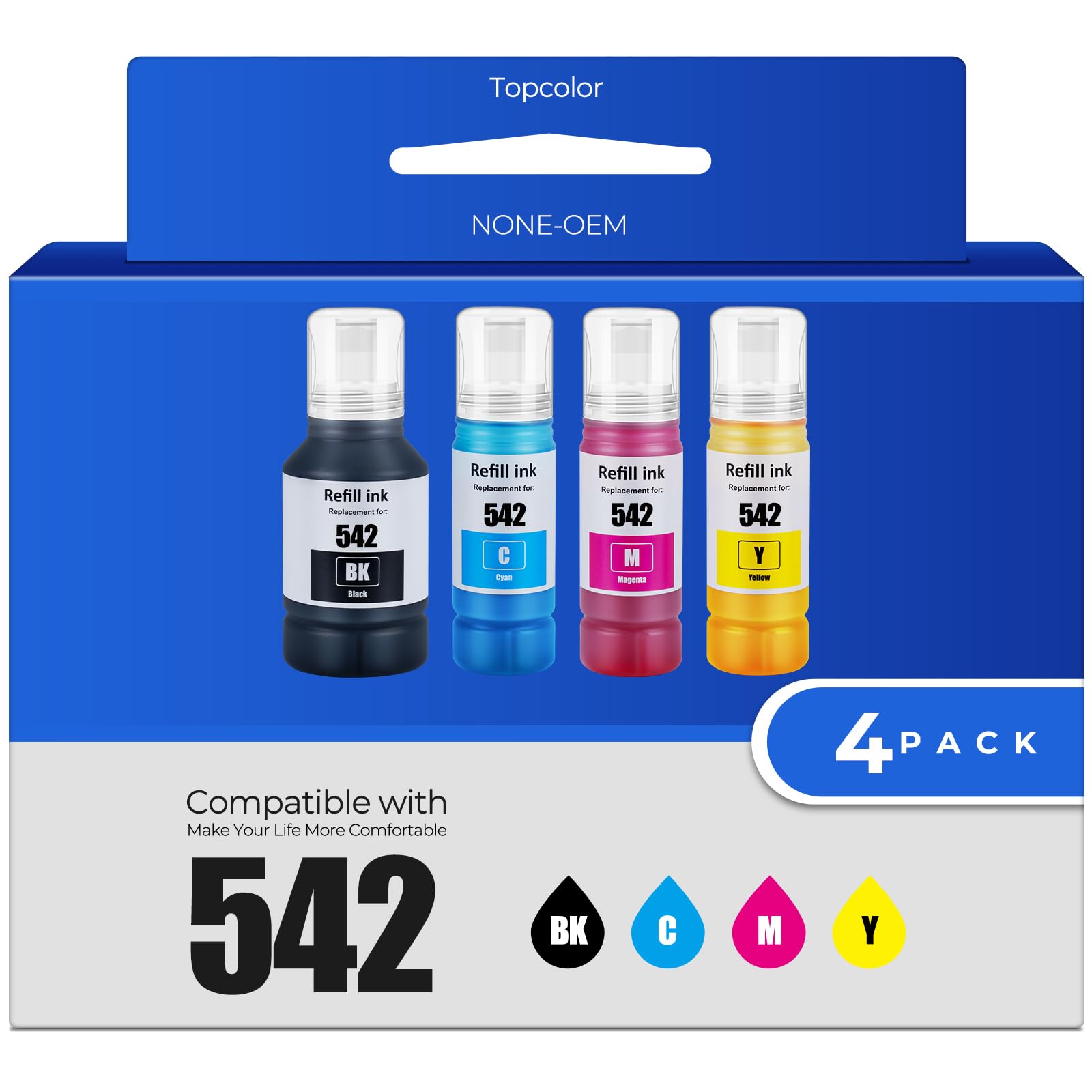 Photo 1 of 542 Ink Refill Bottles ET-5150 ET-5170 ET-5850 ET-5800 ET-16650 Replacement for Epson 542 Ink Refill Bottles Work for EcoTank Pro ET-5150 ET-5170 ET-5180 ET-5800 ET-5850 ET-5880 ET-16600 ET-16650