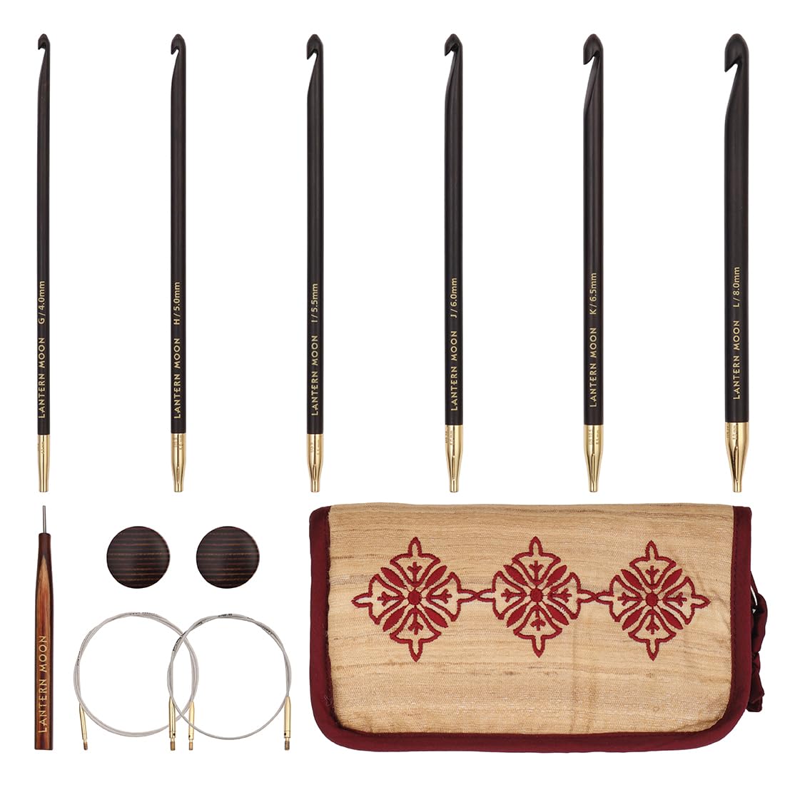 Lantern Moon - Lantern Moon Bequest Tunisian Ebony Wood Durable Interchangeable Crochet Hooks Set - 1 Set
