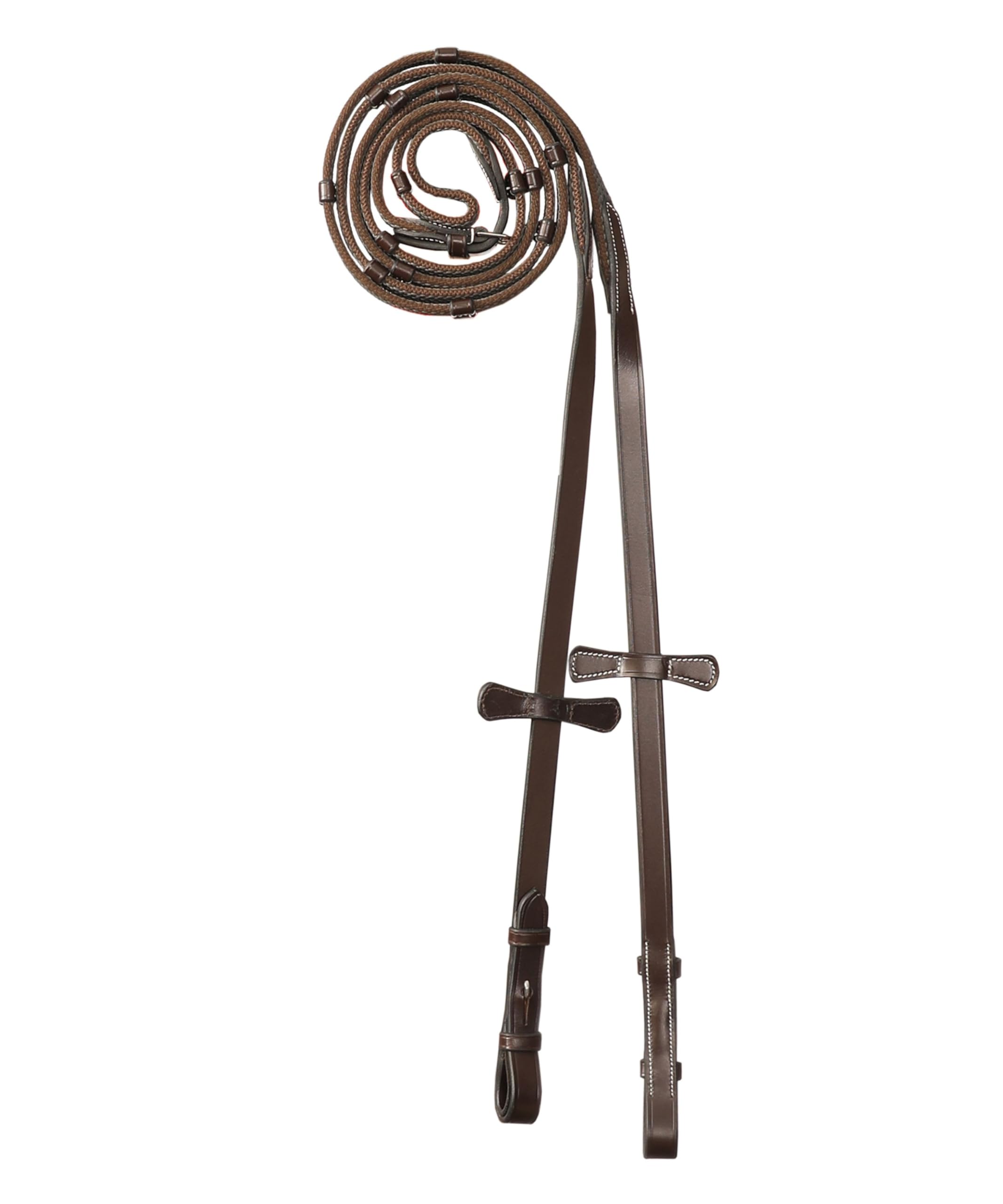 Exion Non-Slip Rubber Web Reins for Horse Bridle – 5/8" Premium Leather English Reins with 7 Safety Stops & Stainless Steel Buckles – Grippy Training & Jumping Reins – Full, Cob, Warmblood Sizes