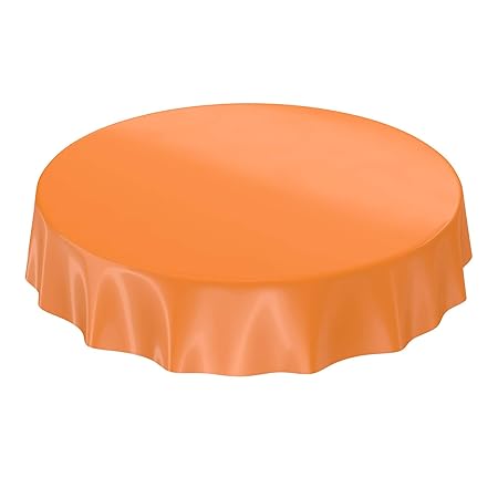 ANRO Wachstuchtischdecke Wachstuch abwaschbare Tischdecke Uni Glanz Einfarbig Orange Rund 140cm