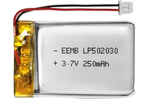 EEMB 3.7V Lithium Polymer Battery 250mAh 502030 Lipo Rechargeable Battery Pack with Wire JST 2.0mm JST Connector for VXI Blue Parrott- Confirm Device & Connector Polarity Before Purchase