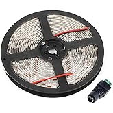 Velain 12V LED Strip Light Warm White,16.4ft Waterproof Flexible Rope Light, 300LEDs SMD5050 Tape Ribbon Light for Home,Party, Bedroom,12V Power Supply Not Included