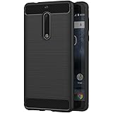 AICEK Funda Nokia 5, Negro Silicona Fundas para Nokia 5 Carcasa Nokia 5 Fibra de Carbono Funda Case (5,2 Pulgadas)