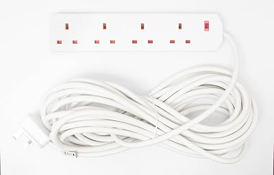 1ABOVE 4 Gang Extension Lead 10m White UK Plug BS1363 UKCA Certified