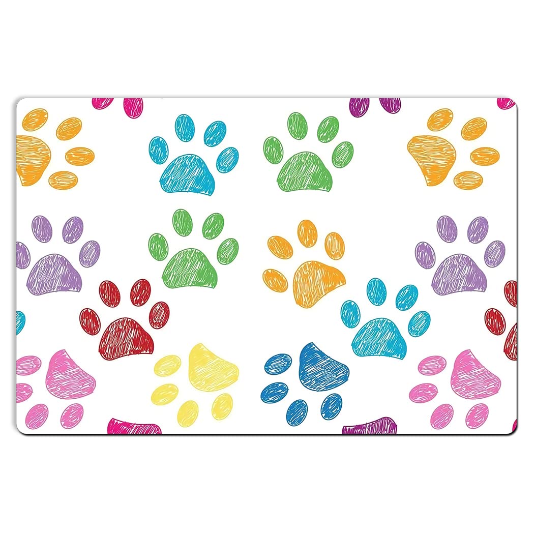 YISUMEI Paw Bathroom Rugs Non Slip Black Bath Mats Super Absorbent Bath Mat for Bathroom, 17"x24"，Colorful Dog Cat Paw, for Man Woman Teen