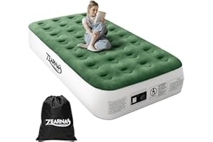 Zearna Matelas gonflable pour lit simple avec pompe intégrée – Auto-gonflant rapidement en 2 minutes, lit gonflable de 33 cm/