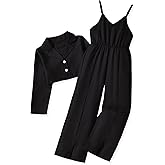 HIHA Girls Sleeveless Jumpsuit with Long Sleeve Cropped Blazer Size 6-12