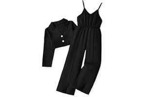 HIHA Girls Sleeveless Jumpsuit with Long Sleeve Cropped Blazer Size 6-12