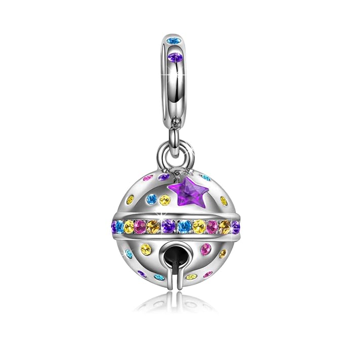 NINAQUEEN Kleine Glocke Damen Pendant Charm 925 Sterling Silber Vergoldet, 5A Zirkonia Fit für Charm Armband, ?Muttertagsgesc