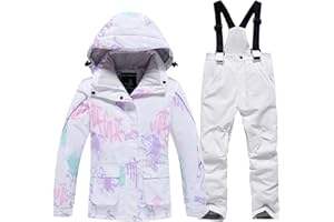 WOWULOVELY Girl's Winter Skisuit Thicken Warm Hooded Snowsuit Toddler Ski Jacket Pants Set