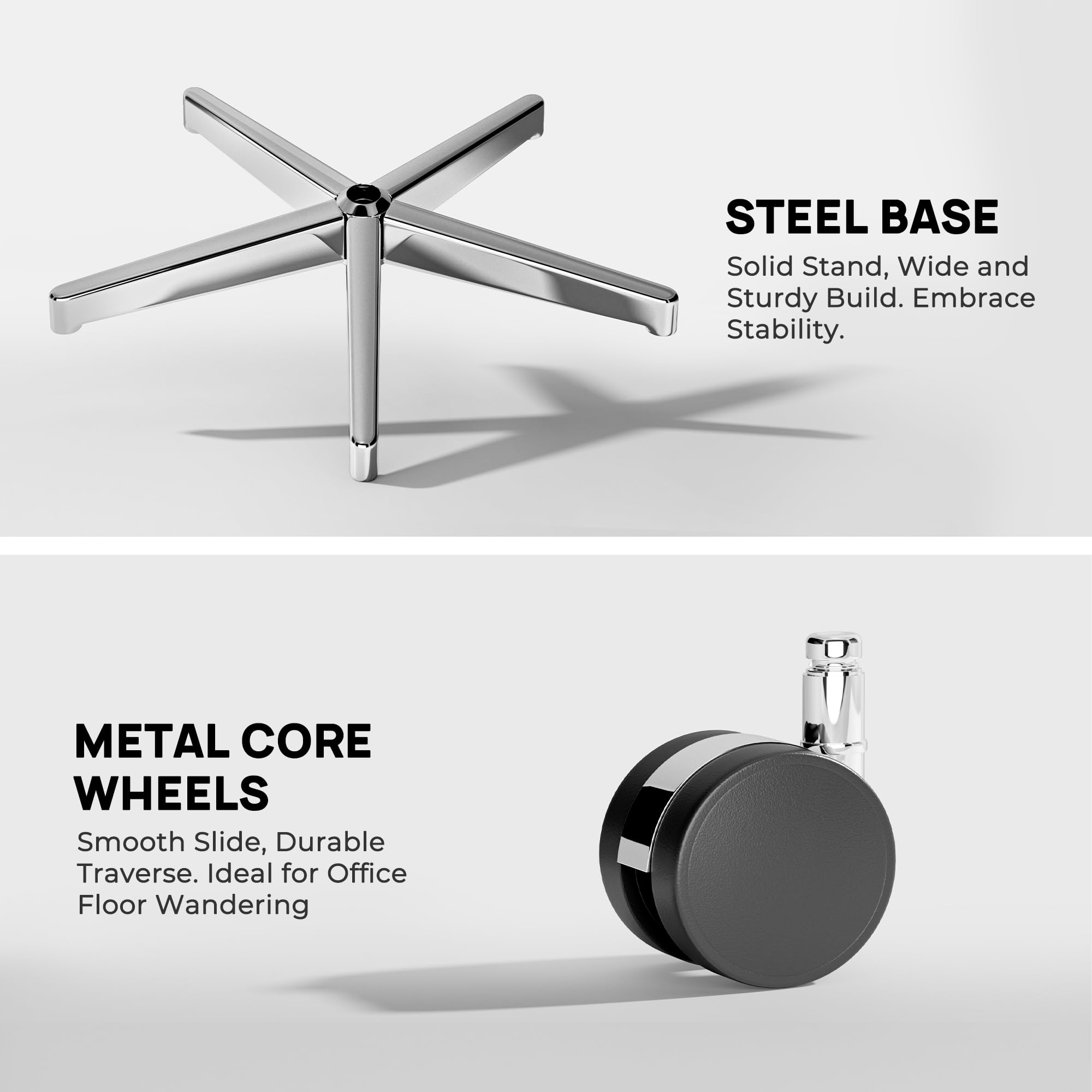 Huuger Mesh Office Chair with Footrest, Ergonomic Desk Chair with Lumbar Support, Comfortable, Multi-tilt Angle Backrest, Headrest and 3D Armrest, Large Steel Base, Black - Image 9