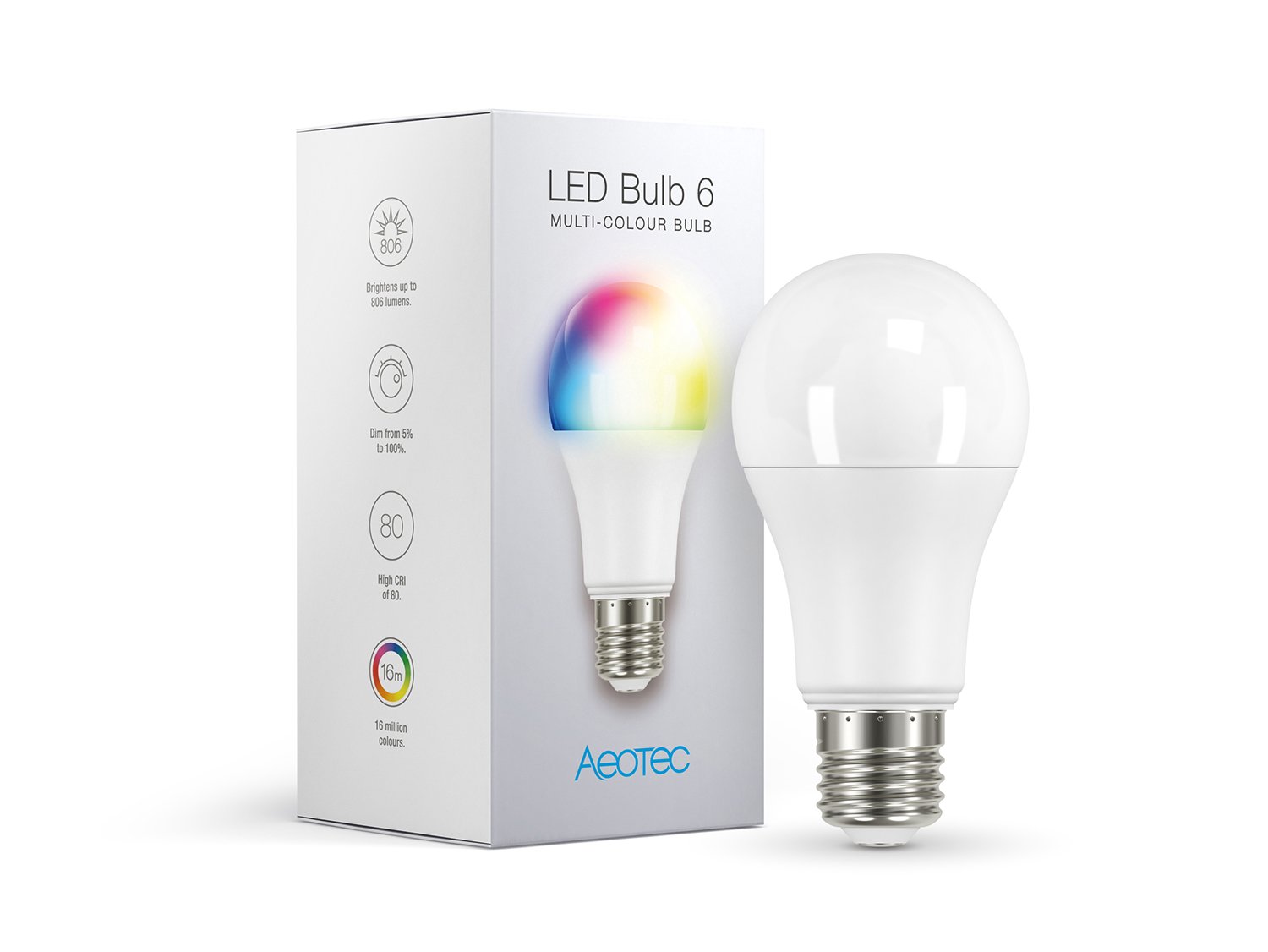 Aeotec LED Bulb Gen6 MultiColor, ZWave Plus RGBW Dimmable & Multi