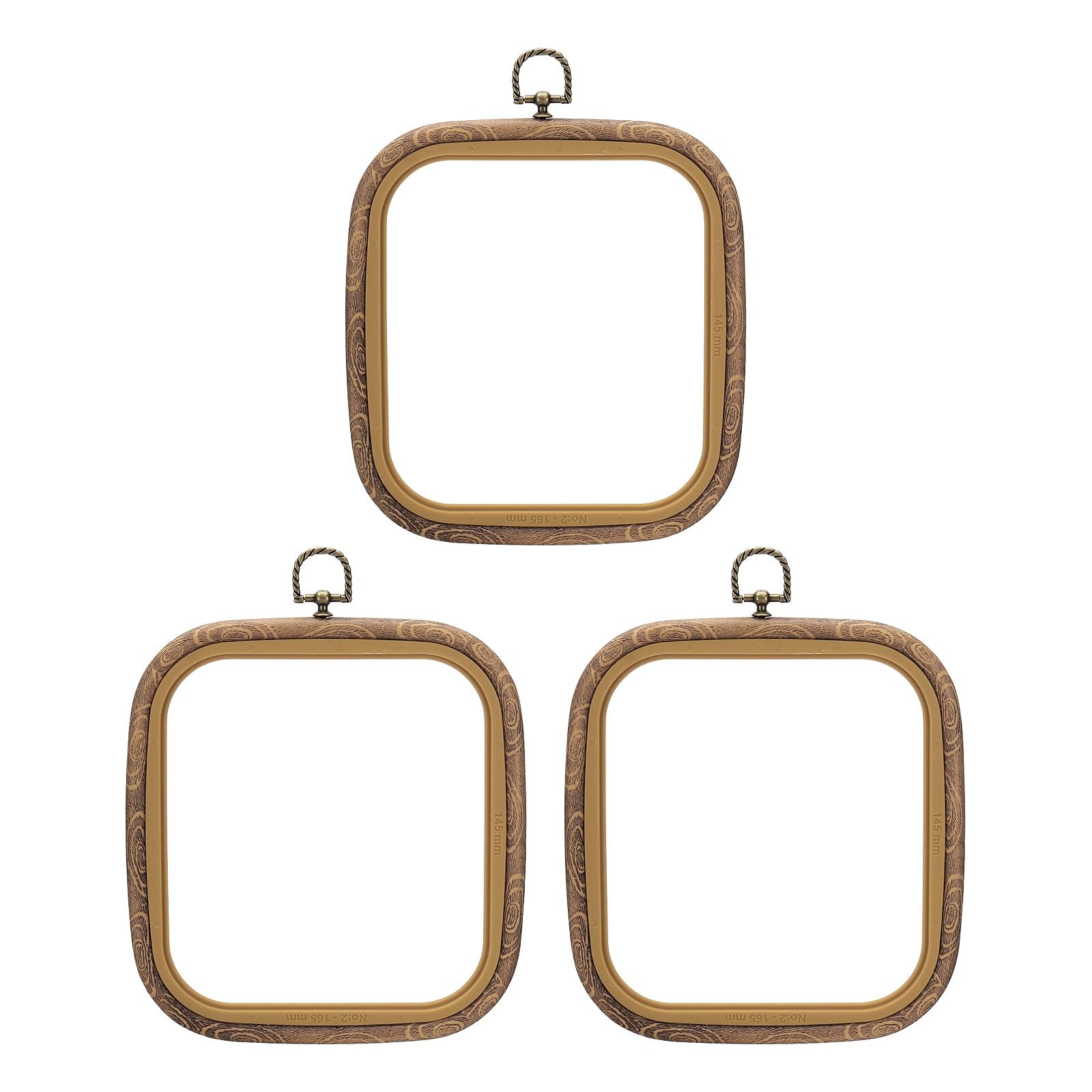 PATIKIL 6x5.7inch Embroidery Hoops, 3Pieces Imitated Wood Square Frame Cross Stitch Hoop Ring for Embroidery Art Craft Sewing Ornaments Hanging Decoration