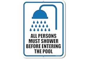 Honey Dew Gifts Pool Rules Sign, All Persons Must Shower Before Entering the Pool 9 inch by 12 inch Metal Pool Signs and Decor Outdoor, Made in USA, HDG-1223