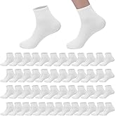 Molain 50 Pairs Thin Crew Socks for Men & Women, Bulk Pack Sports Athletic Socks Breathable Casual Sock in Bulk Moisture Wicking Sock Wholesale Value Classical Pack, White