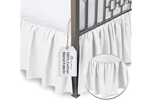 BLISSFORD SHOPBEDDING White Queen Bed Skirt 14 inch Drop - with Split Corners - Cotton Blend Ruffled Bed Skirting Queen Size, Dust Ruffle for Queen Size Bed, Platform White Bedskirt, Machine Washable