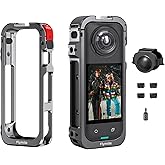 X5 Metal Cage, with Silicone Lens Protector for Insta360 X5, Ultra-Expandable with 1/4 Threaded Hole Dual Cold Shoe Mount for