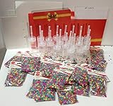 Party Confetti in a Box - 20 Bags Confetti - 20 Push Pops - 1 Display Box - 1 Sheet Label