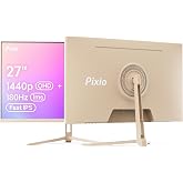 Pixio PX278 Wave Beige 27 inch 180Hz Refresh Rate Quad HD 1440p Resolution Fast IPS Panel 1ms GTG Response Time Built-in Speakers Gaming Monitor with AMD FreeSync