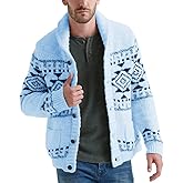 Runcati Men's Shawl Collar Cardigan Sweater Multi-Color Button Down Knitted Sweaters with Pockets