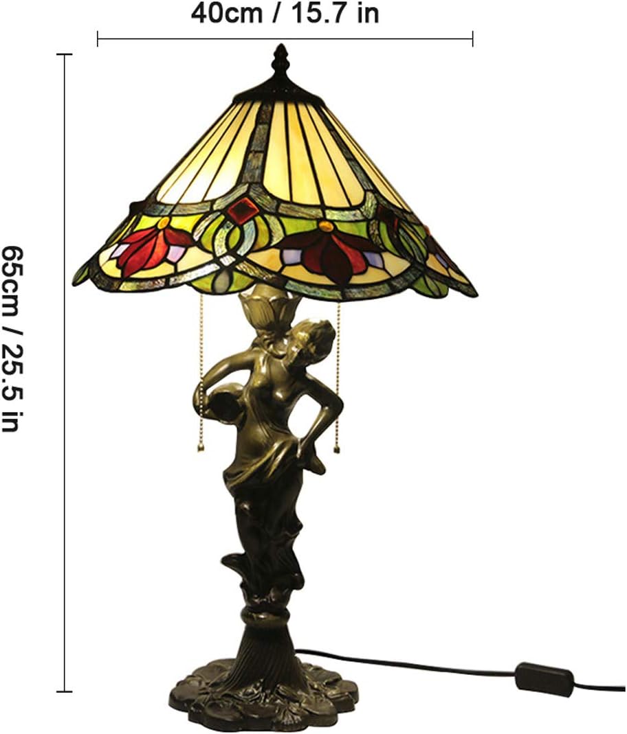 Shenglla 16 Inch Baroque Handmade Table Lamps Tiffany Style Stained Glass Bedside Table Lights European Resin Base Desk Lamp For Living Room Bedroom Study Amazon Co Uk Kitchen Home
