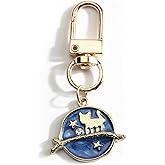SHTALHST Space Keychain Saturn Keychain Cat Bag Charm Cute Bag Charm Cat Gifts for Women Friends Daughter Birthday Christmas
