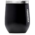 Corkcicle Stemless Insulated Wine Glass Tumbler, Matte Black, 12 oz – Stainless Steel Stemless Wine Glass Keeps Beverages Cold for 6 Hours, Hot for 3 Hours – Non-Slip, Easy-Grip Insulated Cup