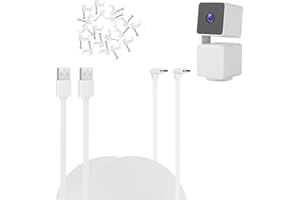 UYODM 2Pack L-Shape Micro USB Extension Cable Compatible with WYZE Cam Pan V3, 33FT/ 10M 90 Degree Extension Charging Cable Power Your WYZE Cam Pan V3 Continuously - White