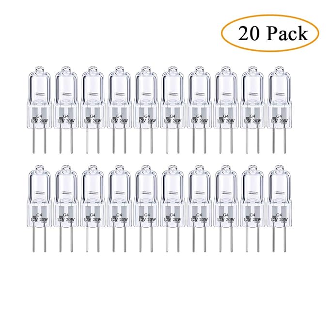 GCOA 20 x Halogen-Stiftsockellampe G4, 12 Volt 20 Watt G4 Kapsel Lampe 280 Lumen Warmweiß - 2700 K