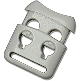 DYZD Double Hole Plastic Cord Locks End Spring Stop Toggle Stoppers Multi-Colour (10PCS, Grey)