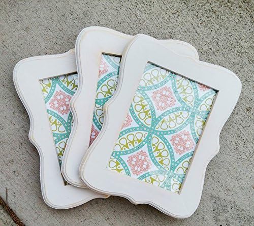 Set of 3 Rustic Picture Frames - 5 x 7 - Vintage Antique Colored frames - True White