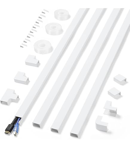 BeltandRoad 72-Inch Cable Hider – White Cord Cover Raceway, Peel & Stick, Paintable, UL94 V-0 Rated (6-Piece Set)