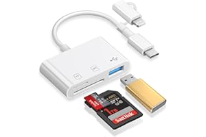 MOKEMAKE SD Card Reader for iPhone, [MFi Certified] Lightening & USB-C to SD Card Reader, 3-in-1 SD Card Reader for SD Card/Micro SD Digital Camera Adapter Compatible with iPhone/iPad/MacBook