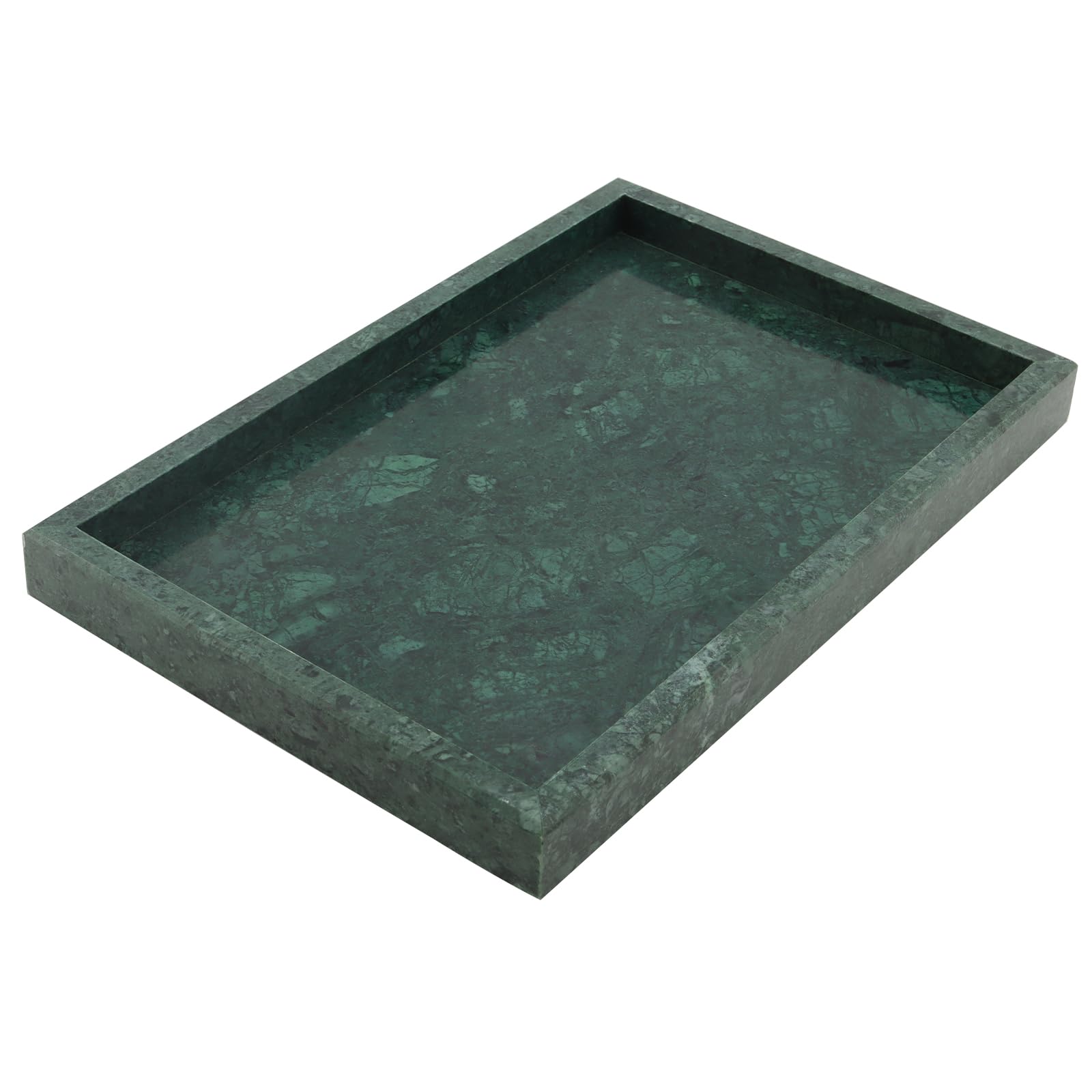 MOUYAT Natural Marble Stone Tray, Green Rectangle Marble Vanity Tray Organizer, 30x20x3cm, 2.4KG, Decorative Toilet Tank Storage Tray for Bathroom, Vanity, Sink