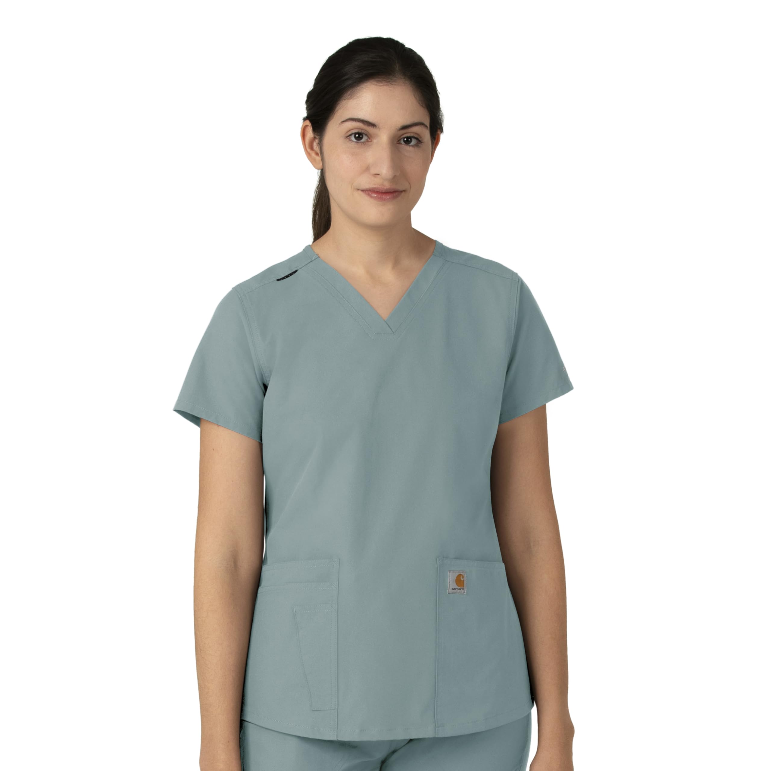 Carhartt Force Essentials Women's V-Neck Scrub Top, Summer Blue, 3XL Image