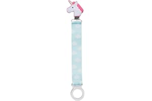 C.R. Gibson White and Pink Unicorn Baby Pacifier Clip for Babies, 2pc, 8.5'' L x 1'' W