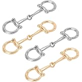zuylikxy 4pcs Horse Bit Buckle, Double Silk Scarf Ring, D-Ring Snaffle Bit Connectors for Women's DIY Jewelry, Loafers and Shoe Decor (Sliver, Gold)
