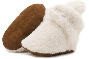 KIDSUN Infant Baby Boy Girl Cozy Fleece Bootie Newborn Stay On Slipper Winter Warm Gripper Non-Slip Crib Shoes