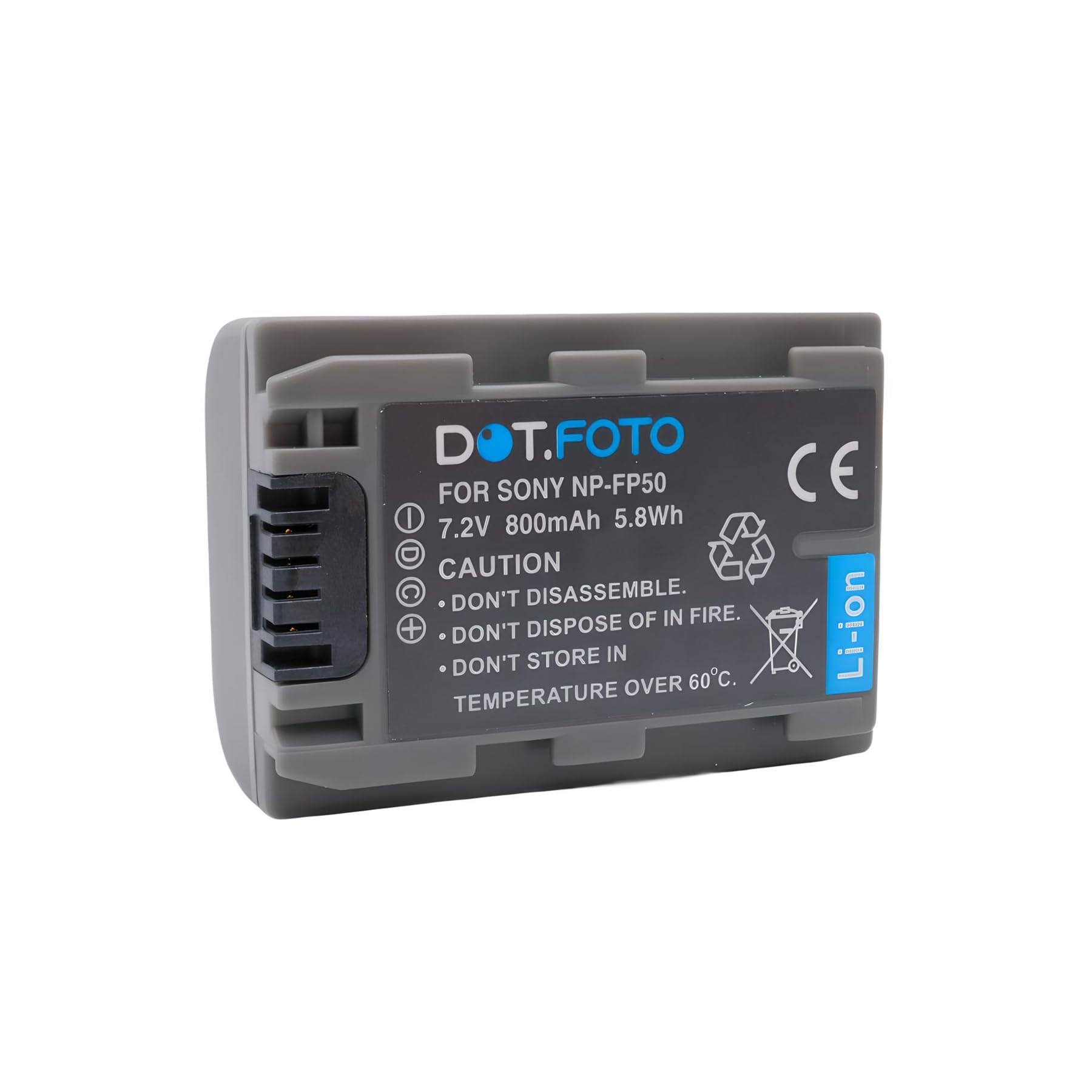Dot.Foto NP-FP30, NP-FP50 Premium 7.2v / 800mAh Rechargeable Battery for Sony DCR-DVD203E, DCR-DVD205, DCR-DVD205E, DCR-DVD304E, DCR-DVD305, DCR-DVD305E, DCR-DVD403, DCR-HC96 DCR-SR30 DCR-SR40