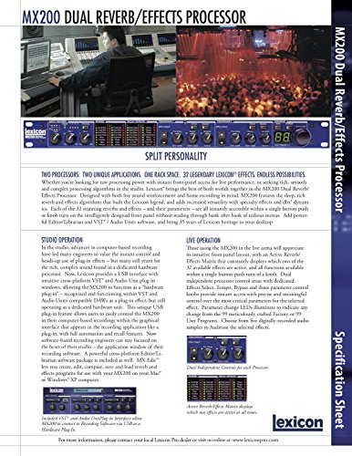 Lexicon MX200 Dual Stereo Reverb/Effects Processor with USB "Hardware Plug-In" Capability