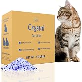 LMJP Crystal Cat Litter for Long-Lasting Odor Control, Non-Clumping, 17.2lb | 4 Months Supply, Unscented, Rapid Absorption, Low Tracking, Low Dust, Lightweight, Blue &amp; White Silica, 4 Pack of 4.3lb