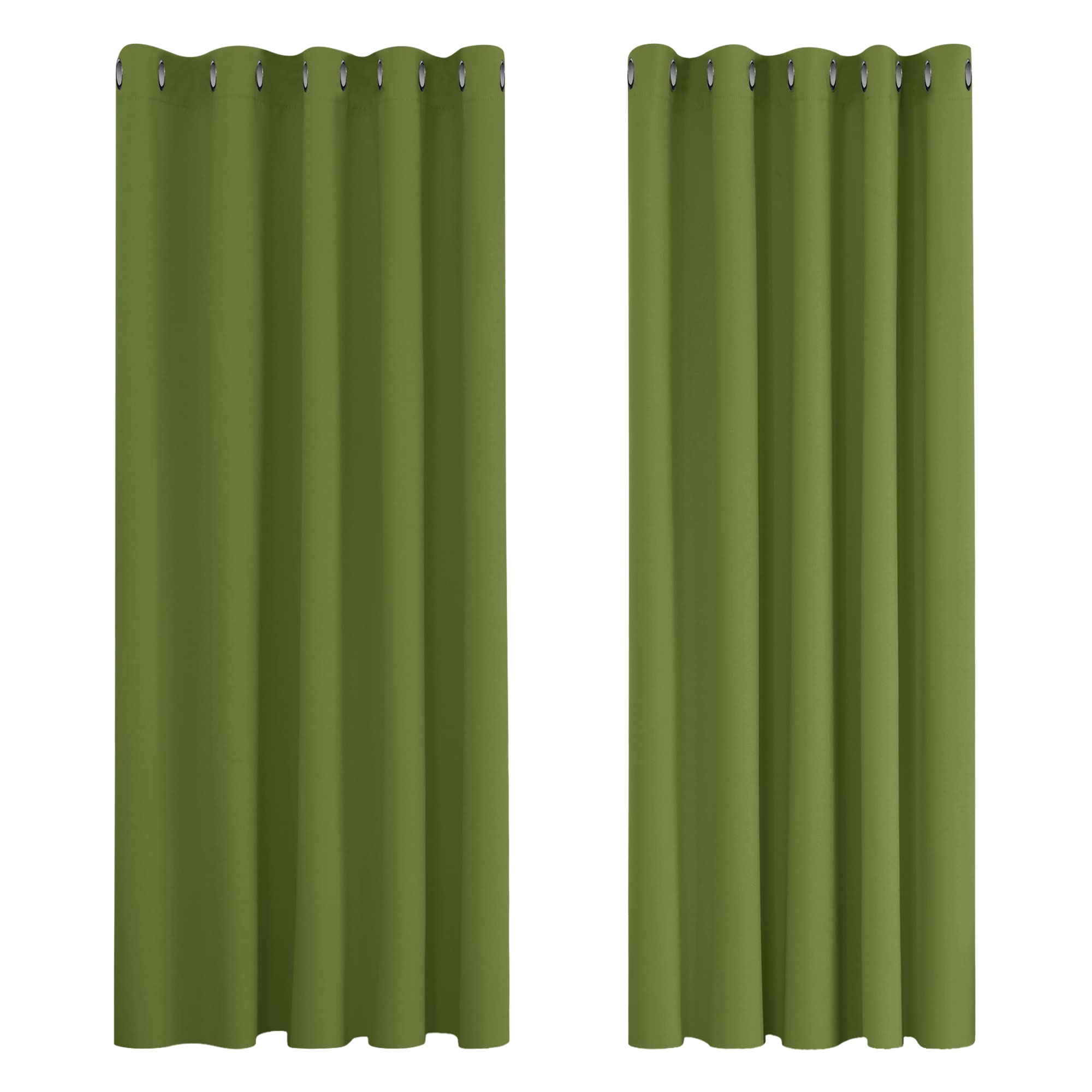 Deconovo Super Soft Solid Thermal Insulated Eyelet Living room Blackout Curtains for Girls, 66" Width x72 Drop, 1 Pair, Green
