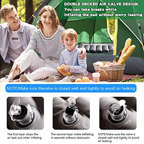 YSXHW Self Inflating Camping Sleeping Pad with Pillow, Thick 4.7 Inch Ultralight Camping Mat Waterproof PVC Camping Mattress for Backpacking, Traveling, Hiking - Black Built in Pump