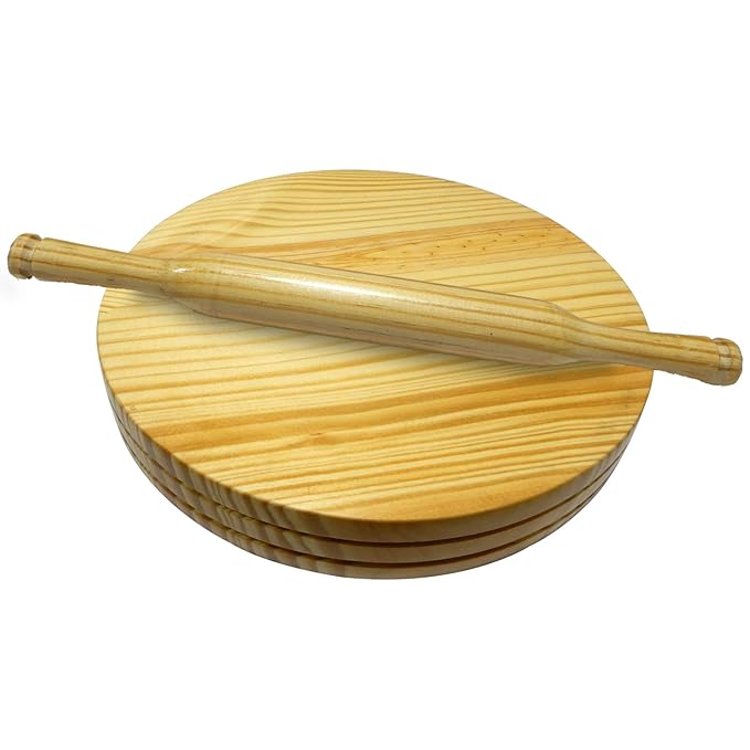 Handmade Wooden Chapati Making Round Serving Board Roti