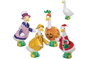 Fox Valley Traders Gaggleville 7" Desktop Goose Figurine with All Seasons Outfit Bundle – Includes 4 Adorable Seasonal Costumes for Spring, Summer, Fall & Winter – Fun Indoor Décor & Gift Idea