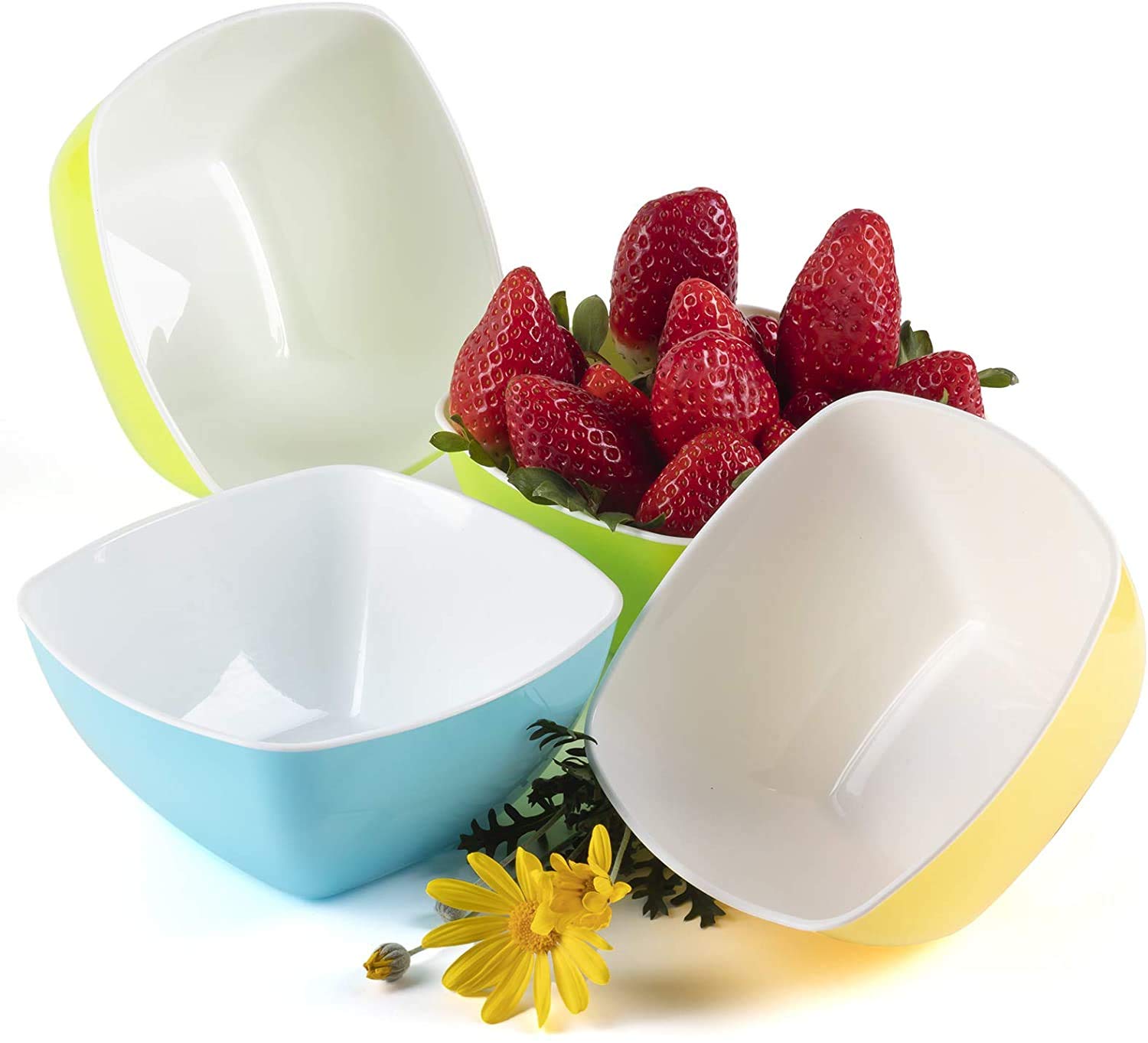 Maxi Nature Cereal Bowl Set of 4 - Microwave, Dishwasher & Freezer Safe - Unbreakable, Lightweight, Durable Plastic Bowls - Use for Salad, Soup, Dessert & More - Standard Size