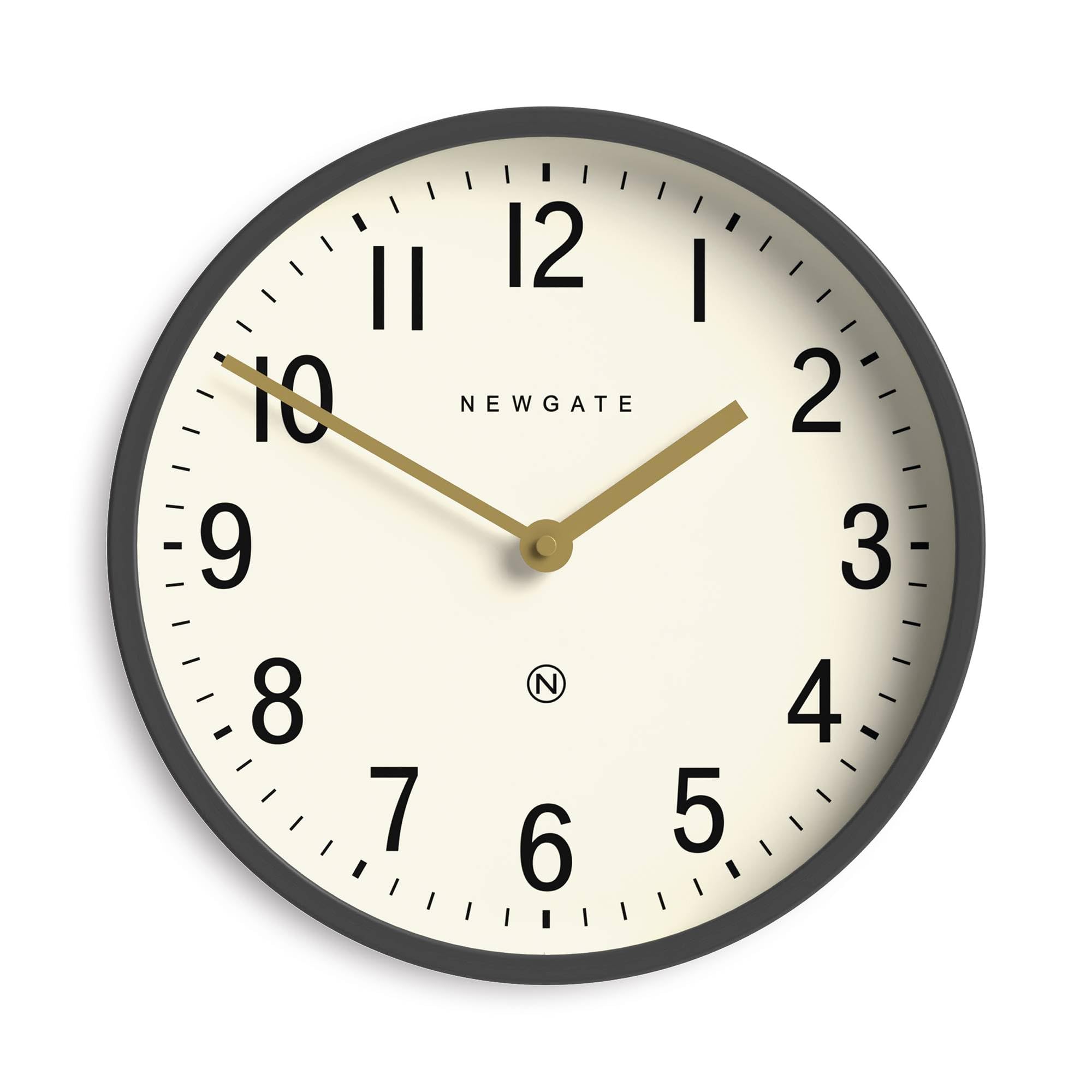 NEWGATE® Master Edwards wall clock | Mid-century style clock | 30cm | Deep metal case in matt dark grey | Modern retro design for kitchen, living room or office